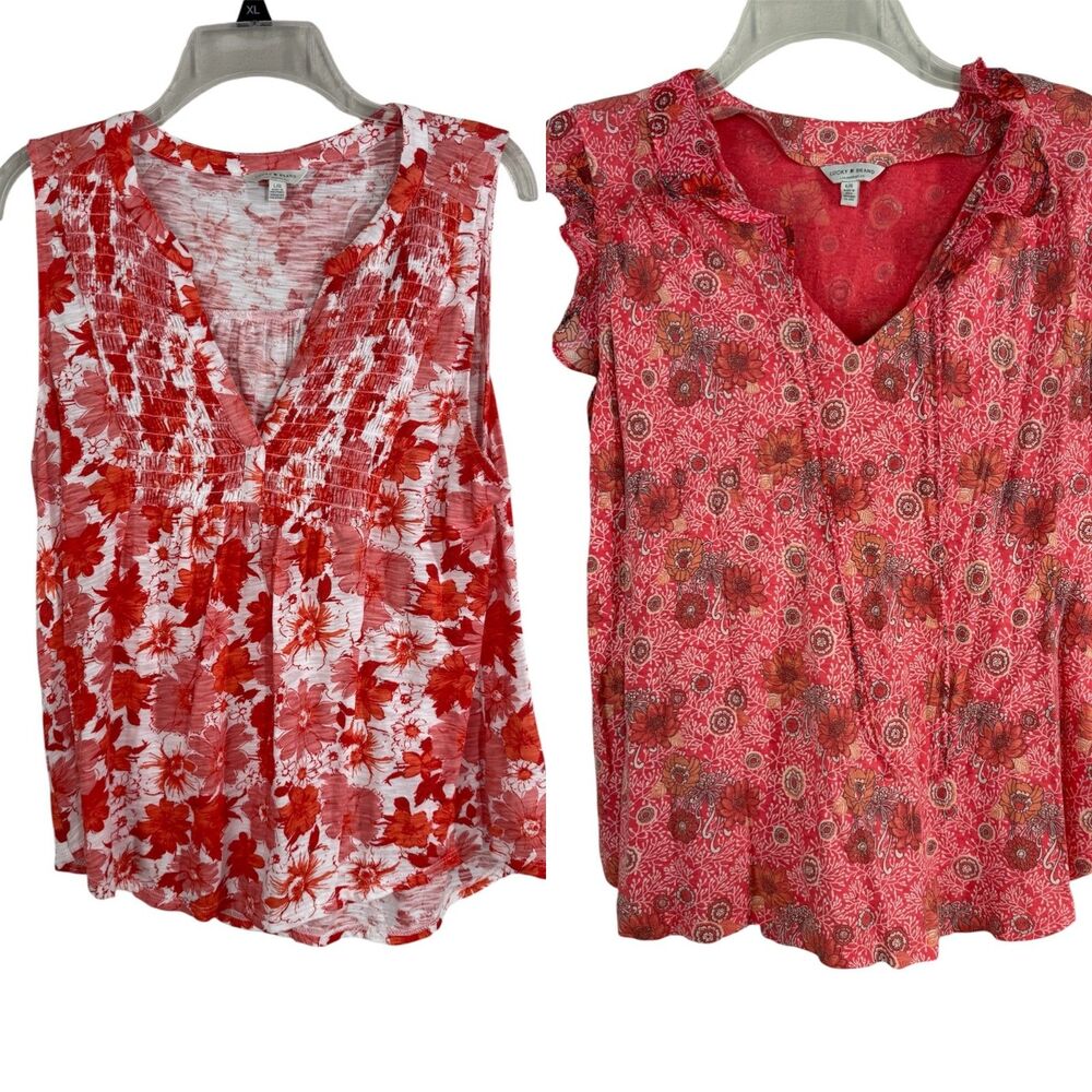 Lucky Brand Womens Floral Tank Top Bundle Sz L Boho Floral Modal Cotton Blend